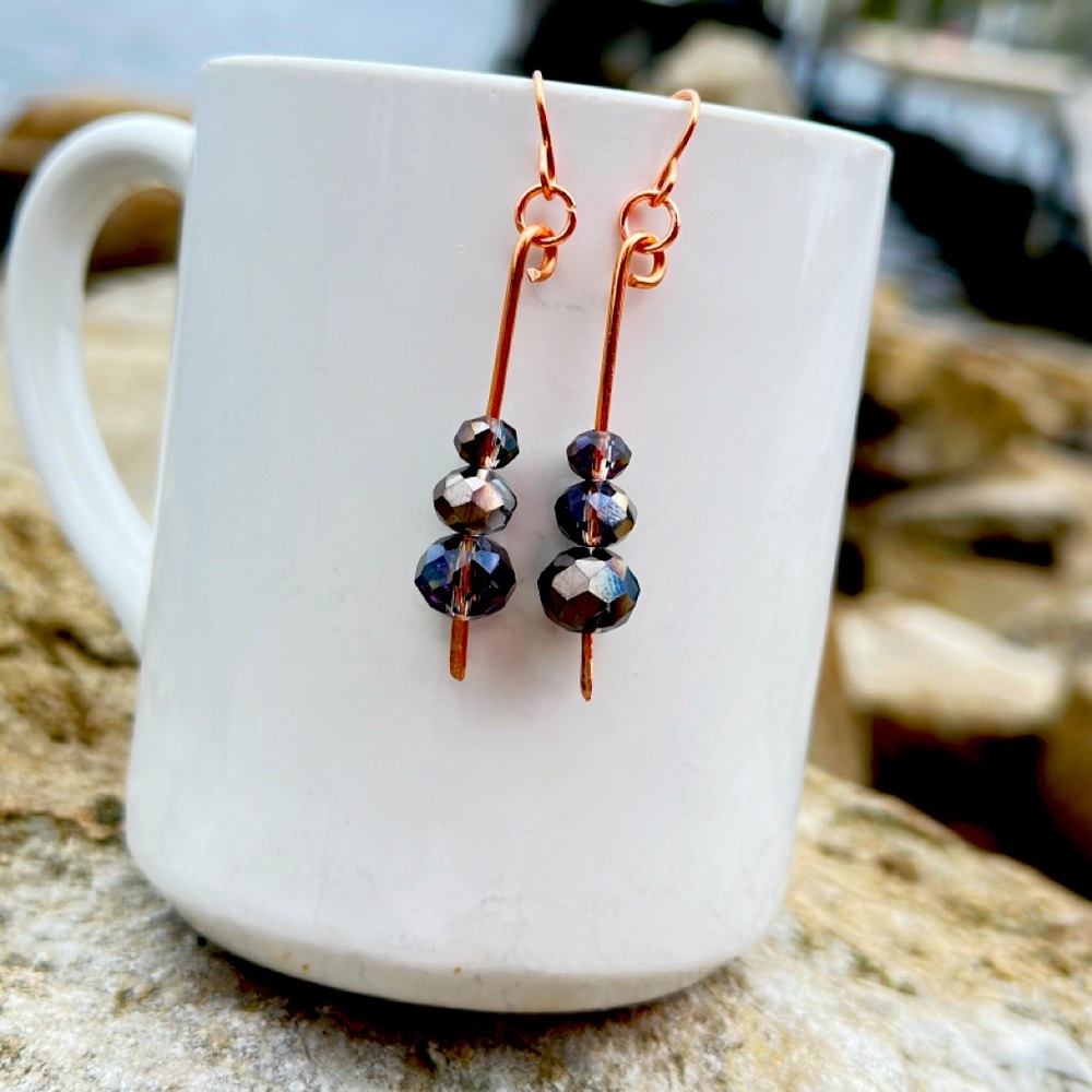 Boho handmade copper earrings